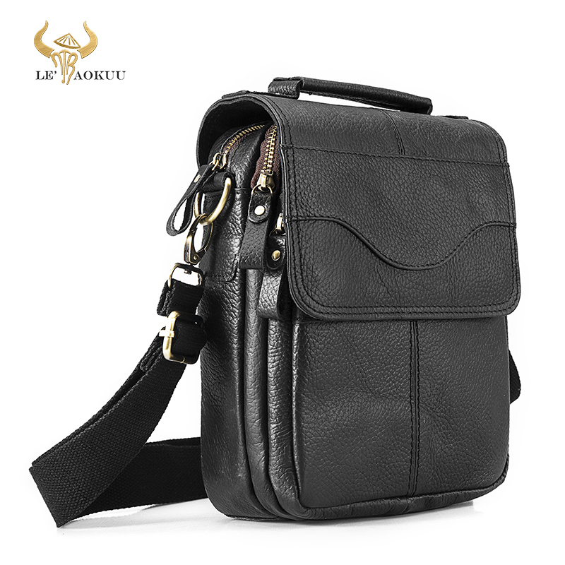

Quality Leather Male Casual Design Shoulder Messenger bag Cowhide Fashion Cross-body Bag 8" Tablet Tote Mochila Satchel 144-b