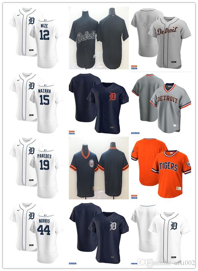 

Men Women Youth Detroit Tigers 15 Nomar Mazara 12 Casey Mize 44 Daniel Norris 19 Isaac Paredes Custom Baseball Jersey Blank whit, Blue;black