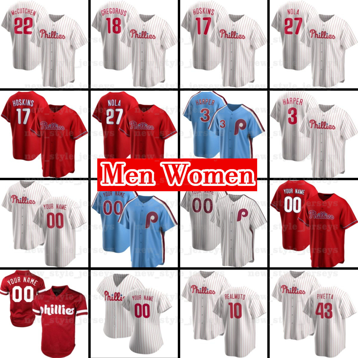 

Philadelphia 10 JT REALMUTO 3 Bryce Harper Baseball Jerseys Phillies Alec Bohm AARON NOLA Jay Bruce Spencer Howard Roman Quinn, Blue;black