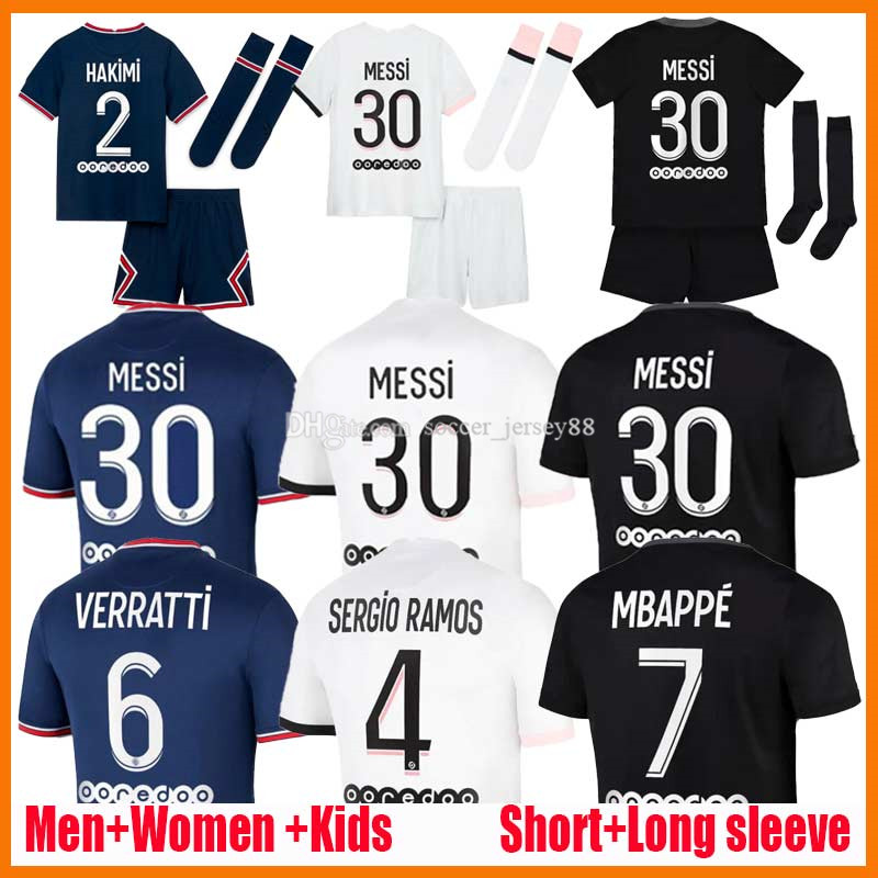 

21 22 MBAPPE soccer jerseys MESSI HAKIMI SERGIO RAMOS WIJNALDUM football shirt 2021 2022 MARQUINHOS women kids kits short long sleeve jersey enfants maillot de foot, Men/kids home