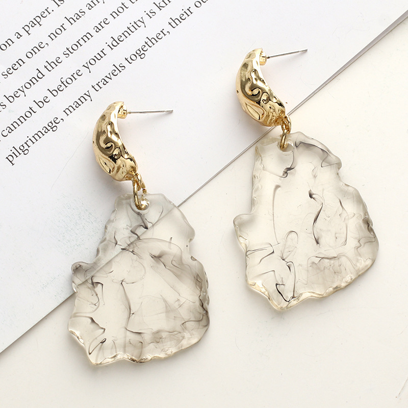 

Earrings Exaggerated Geometric Ink Transparent Acrylic Plate Irregular