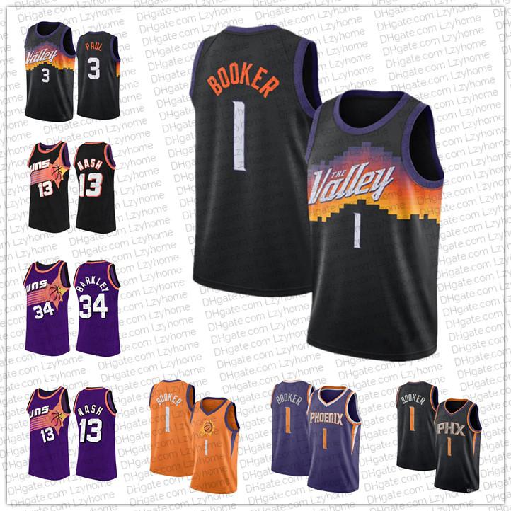 

Stitched Devin 1 Booker Basketball Jersey Vintage Steve 13 Nash Chris 3 Paul DeAndre 22 Ayton Charles 34 Barkley Phoenix Suns Nba&#1, Black;red
