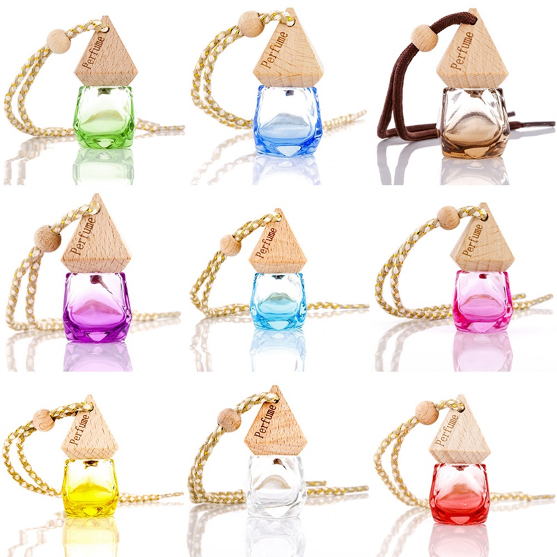 

8ML Car Air Freshener Hanging Glass Pendant Car Perfume Diffuser Bottle For Essential Oils Fragrance Ornament