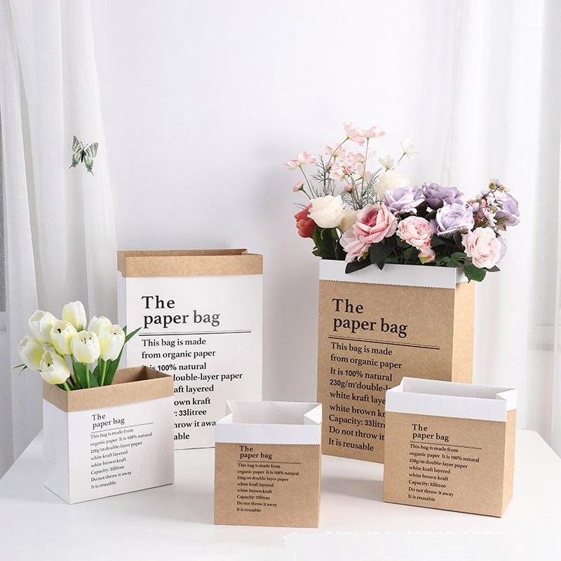 

Gift Wrap 1pc Flower Bag Hug Box Kraft Paper Holiday Bouquet Candy Happy Birthday Valentines Day S M L
