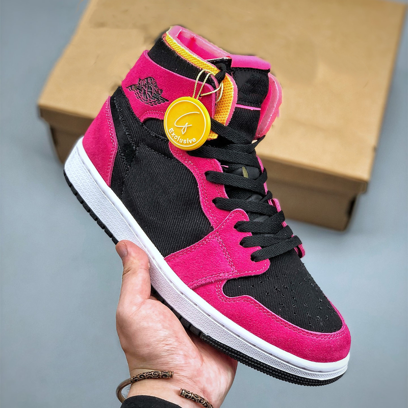 

2021 High Zoom CMFT Fireberry Basketball Shoes 1 1s Dark Pink Black Fire Berry Fashion Sport Sneakers, Customize