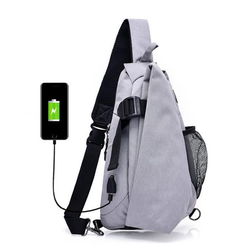 

Backpack Man Waterproof And Anti-theft Chest Package USB Charging Interface Large Capacity Travel Bag Single Shoulder, Black