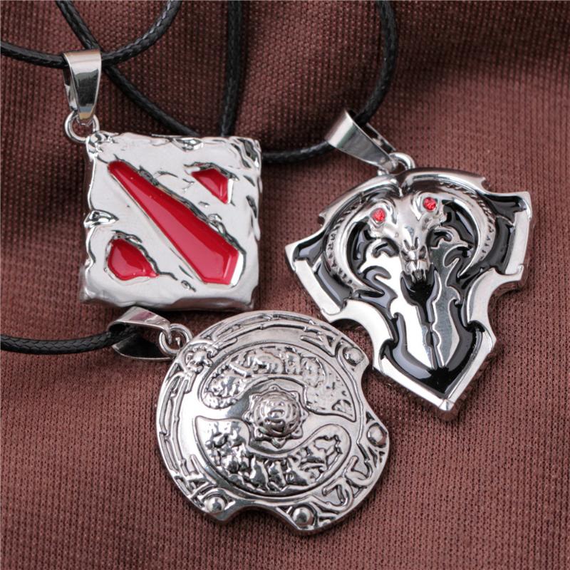

Pendant Necklaces DOTA2 Immortal Champion Shield Pioneer Logo Necklace For Men Leather Cord Choker Fans Collection Jewelry, Silver