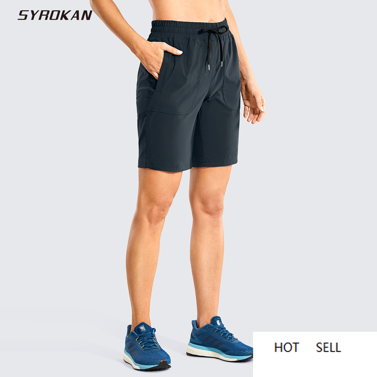 

Women's Stretch Quick-Dry Athletic Shorts for Women Workout Casual with Side Pockets - 9 Inches, Black01