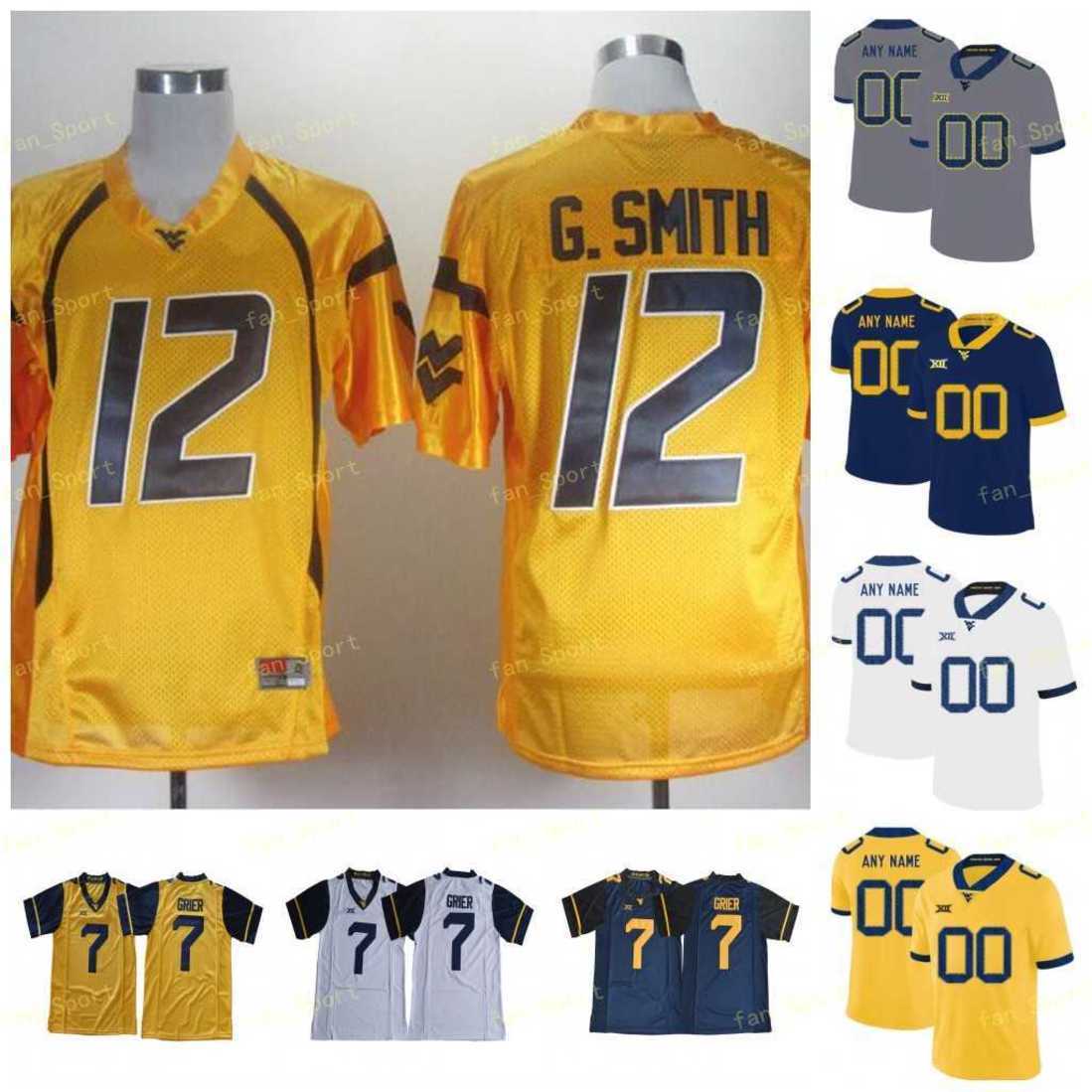 

West Virginia Mountaineers WVU Football Jersey NCAA College 13 David Sills V 12 Gary Jennings Jr. 8 Marcus Simms 11 David Long 9 Jovanni Stewart 12 Geno Smith, As