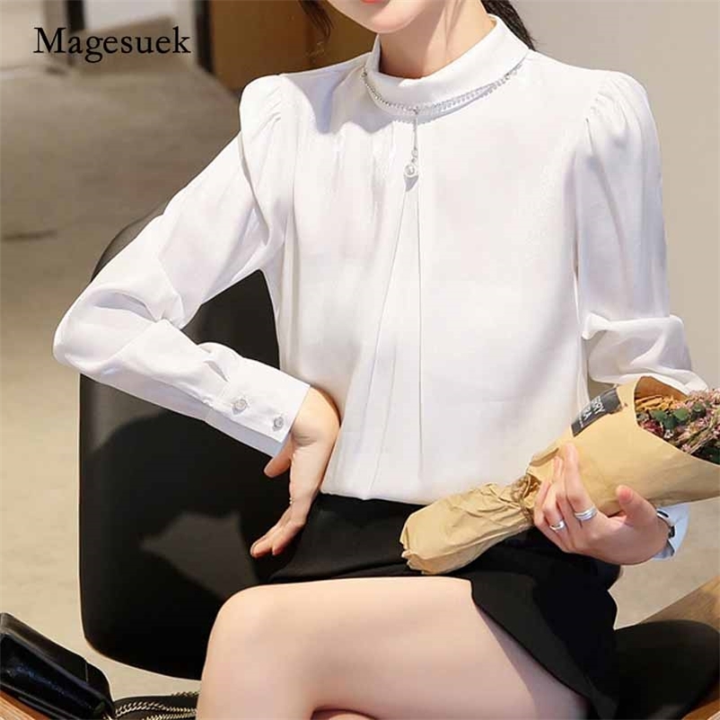 

Casual Solid Autumn Long Sleeve Blouse Chiffon Women Fashion White Office Lady Shirt Camisas Mujer 10559 210518