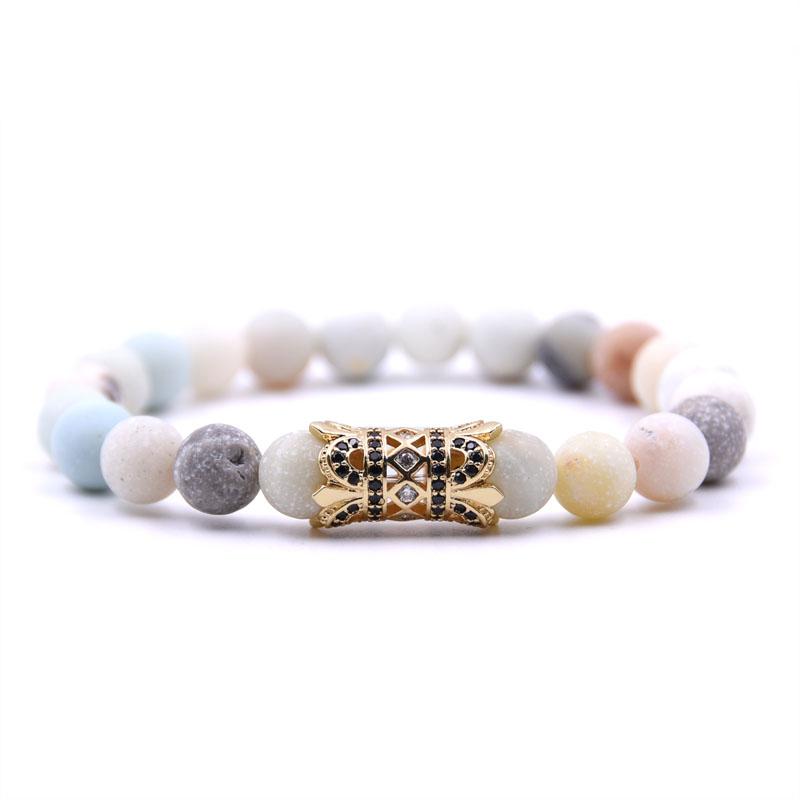 

Matte Multicolor 8mm Stone Bracelet Pave CZ 4 Color Flower Tube For Men&Women Charm Gift Creative Jewelry Beaded, Strands