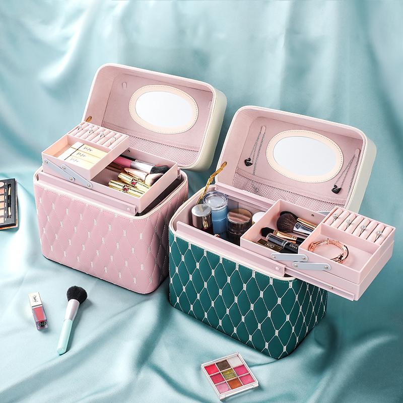 

Cosmetic Bags & Cases 2021 Female High Quality Professional Makeup Organizer Bolso Mujer Bag Large Capacity Storage Case Multilayer Suitcase, Black