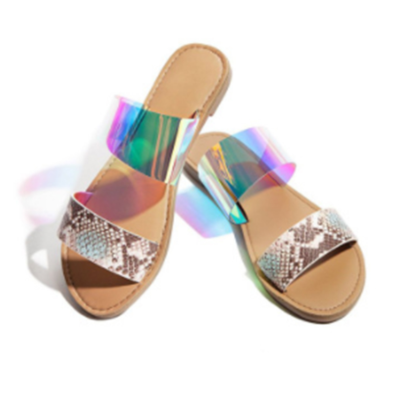 

womens slippers leopard print fashion womens summer flat women shoes casual outdoor beach new women s oversized sandals mmm, Black