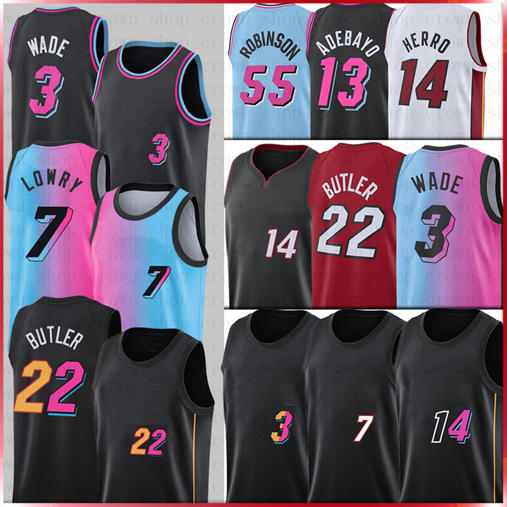 

22 Jimmy Tyler Butler Basketball Jerseys Dwayne Dwyane Kyle 3 Wade 14 Herro Lowry Wade Goran Bam 13 Adebayo Kendrick Men Robinson