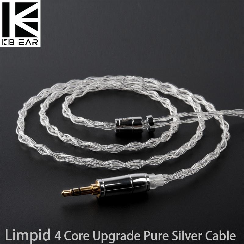 

Headphones & Earphones AK KBEAR Limpid 4 Core Upgrade Pure Silver Cable 2.5mm/3.5mm/4.4mm In-ear 2PIN/MMXC/QDC/TFZ Headphone Cables