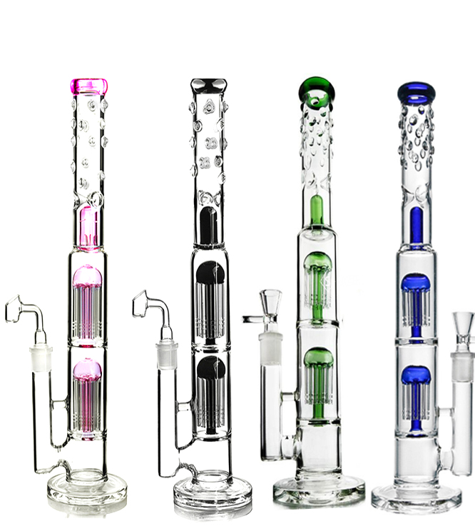 

hookahs 15"Tall Glass Bong with 8-Arms Tree Perc Big Bongs Straight Water Pipes