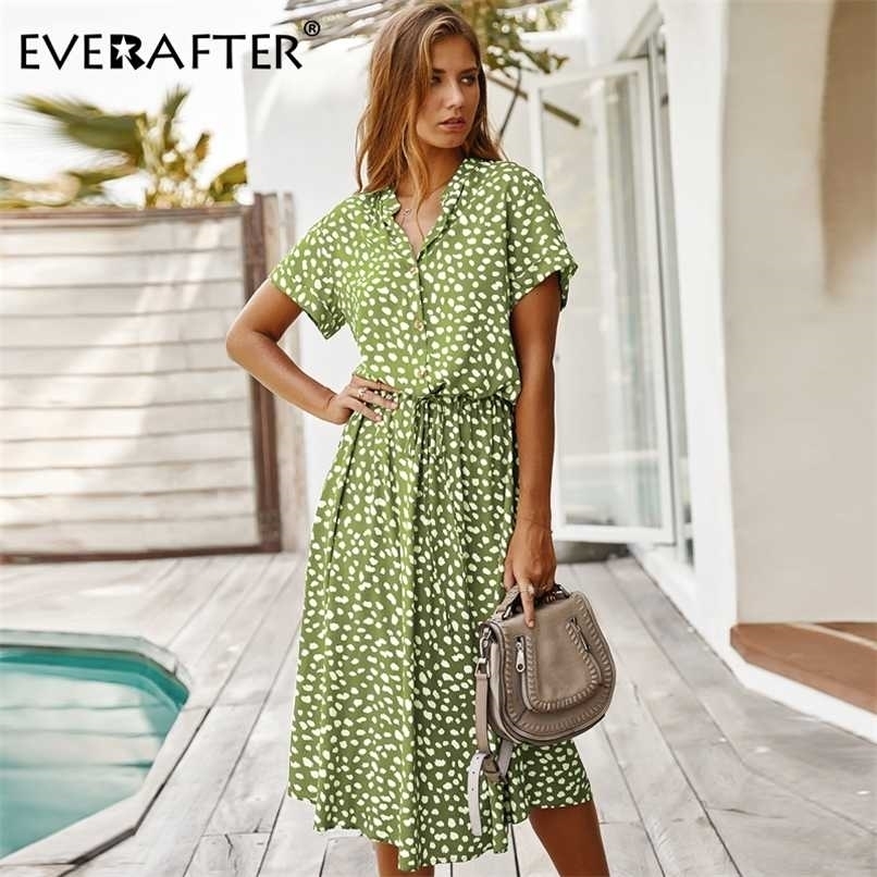 

EVERAFTER Fashion Ladies Boho Leopard Print Shirt Dress Women Casual Midi Holiday Summer Dress Female High Waist Beach Dresses 211029, Yellow