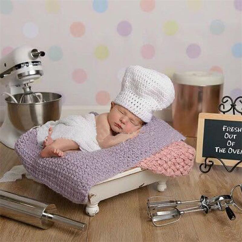 

Caps & Hats Born Baby Pography Props Accessories Chef Hat Knitted Cook's Boy Girl Po Cooking Theme Studio Prop, Yellow