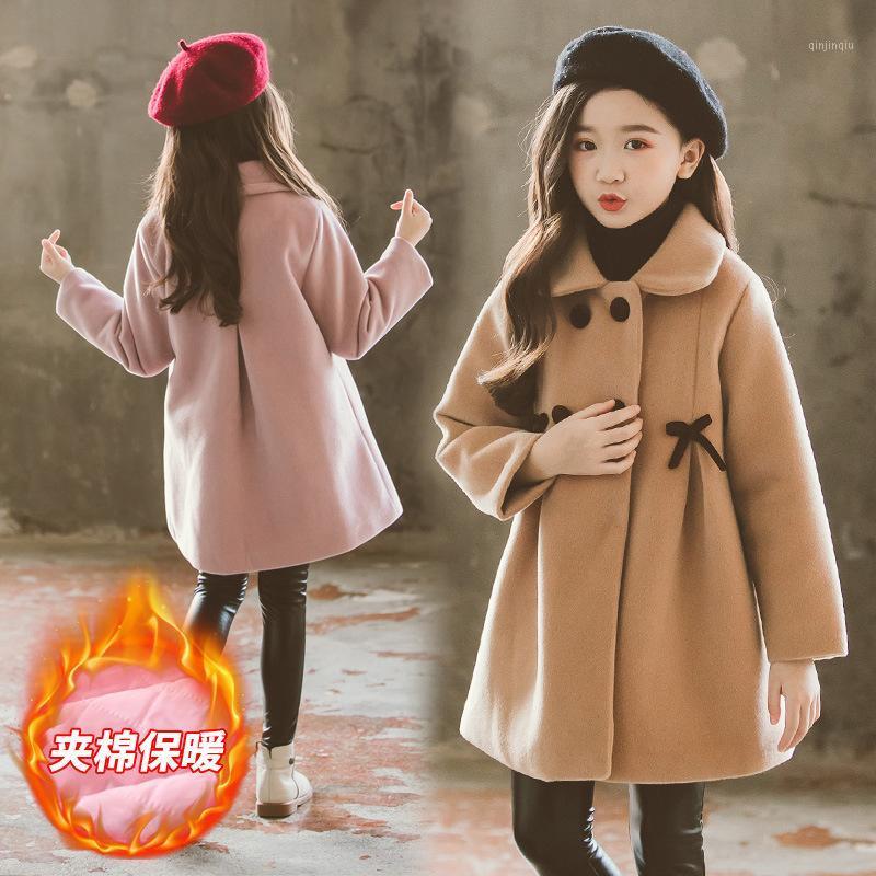 

Jackets Girls' Autumn And Winter Middle School Children's Double Faced Woolen Coat, Blue;gray