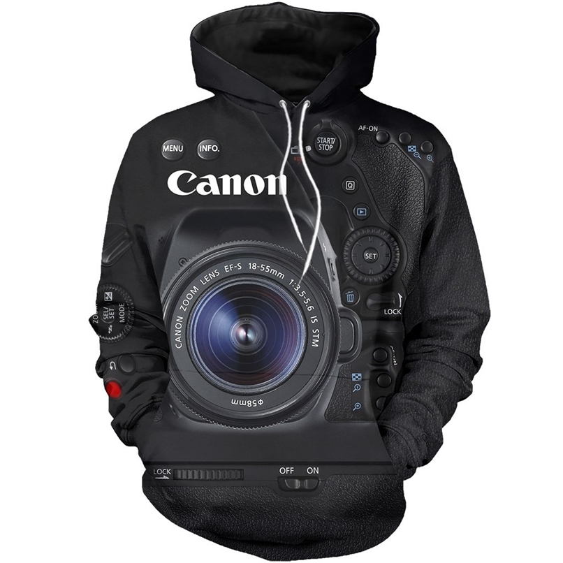 

beautiful camera 3D printed sweatshirt hoodie zipper unisex fashion casual 210813, Black