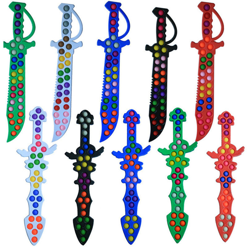 

56cm Giant Large Fidget Toys Push Bubble Katana Sword Shape Party Favor Sensory Puzzles Pop Bubbles Silicone Board Game Educational Decompression Toy Big Size