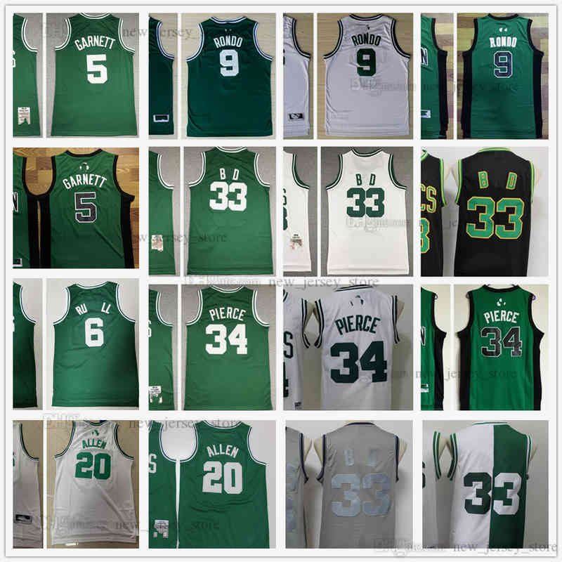 

Mitchell and Ness Retro Basketball Paul 34 Pierce Jerseys Stitched Vintage 9 Rajon 20 Ray Rondo Allen Jersey Green White Two Color Bird for man, As picture