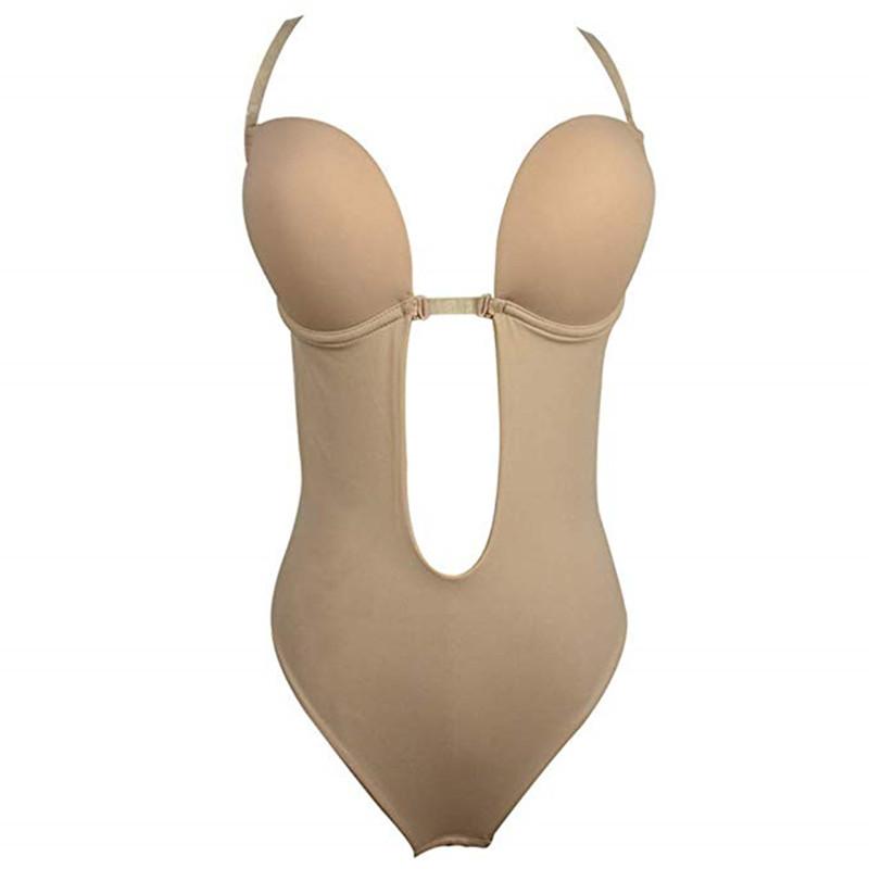 

Bustiers & Corsets Women's Shapewear U Plunge Slips Backless Strapless BodySuit Bikini Sleeveless Thong Bottom Seamless Slimmer Body Shaper, Black;white