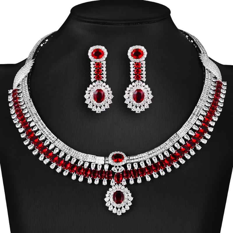 

Earrings & Necklace Missvikki 2021 Trendy Shiny 4 Colors Romantic Pendant Jewelry Set For Women Statement Bridal Wedding Party, Silver