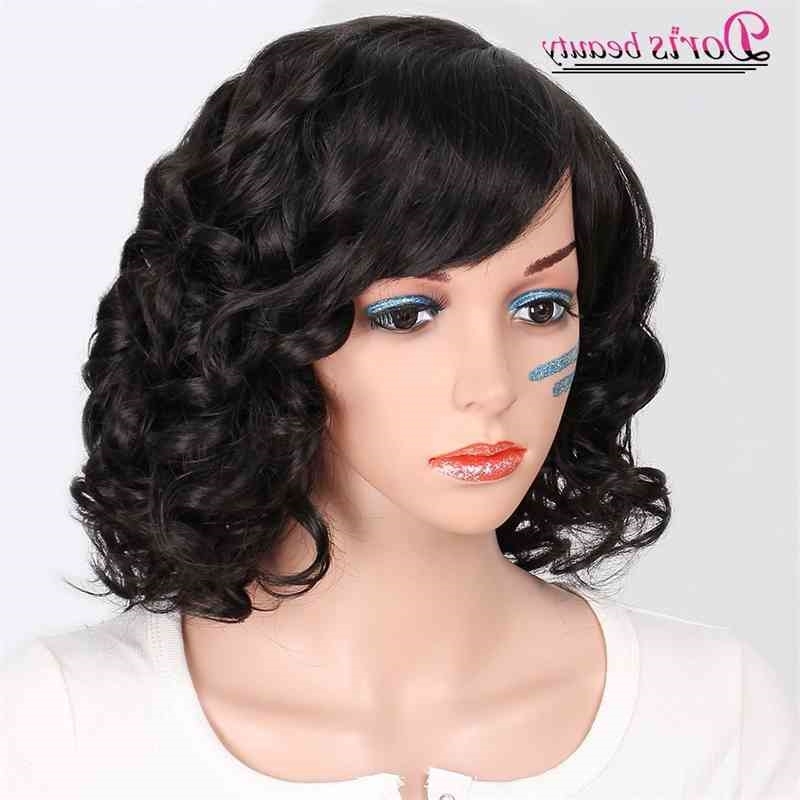 

Synthetic Doris Beauty Black Short Wavy Wigs for Women with Bangs Wig Heat Resistant Fiber Red Brown Hair, 8-30