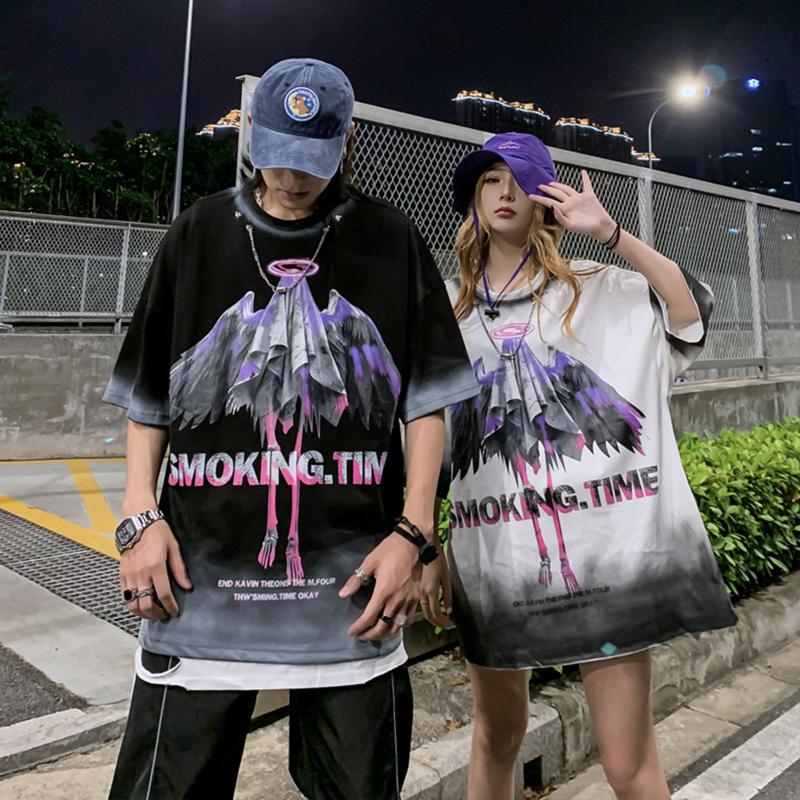 

Men' T-Shirts Goth Emo Alt Clothes Streetwea Couple Cartoon Cotton T Shirt Loose For Men / Women Oversized Tee Plus Size Shirts Tops 2021