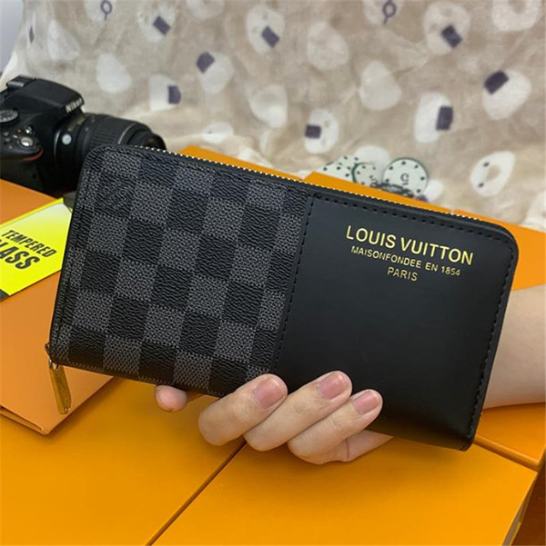 

Designer Fashion LOUIS Men VITTON Zipper Wallets Women genuine leather Long print letters Wallet Lady coin purse Bag, White;black