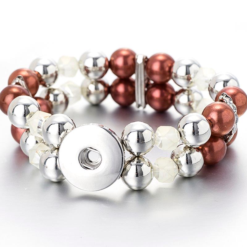 Charm Bracelets Beaded Snap Bracelet Natural Stone Beads 18mm Button Bangle Elastic Beading Buttons Making Jewelry-image-705915710
