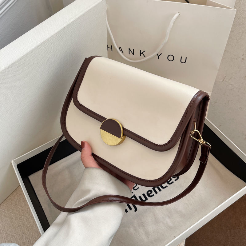 

HBP 2022 new women's bag trend fashion single shoulder bags contrast color simple messenger bag, Black