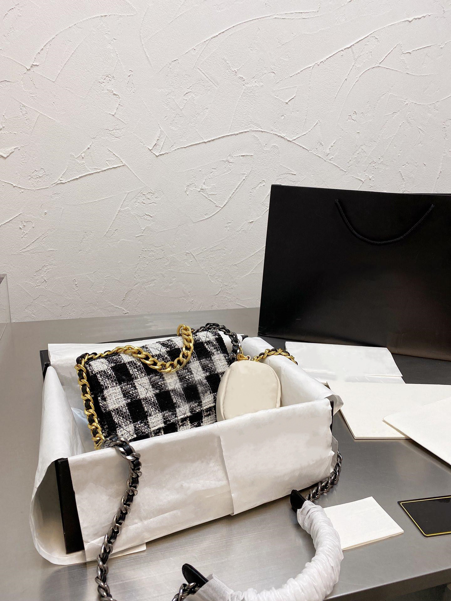 

Autumn Classic Double Tweed Bags Multi Quilted Chains Cross body Shoulder Totes+ Luxury Famous Designer Handbags, Make up the difference