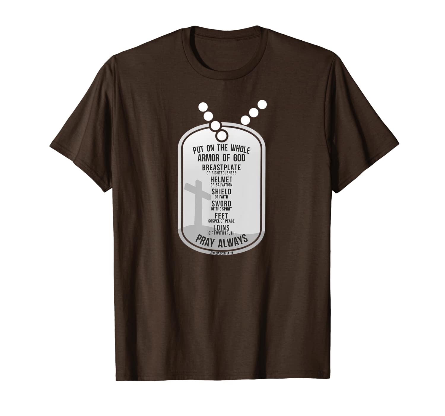 

put on the whole armor of god military support t-shirt, White;black