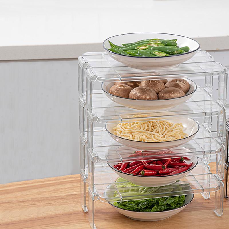 

Storage Baskets Space Saving Kitchen Organizer Double-Layer Holder Plastic Vegetable Tray Stackable Home Accessories