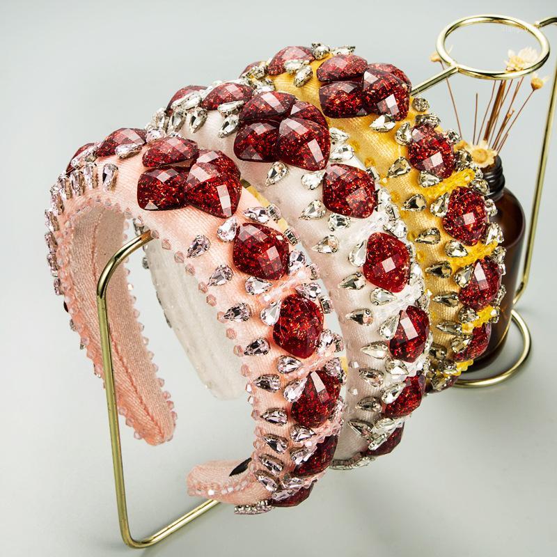 

Hair Clips & Barrettes Band Exaggerated Crystal Glass Drill Headband Women Retro Baroque Style Wide Brim Handmade Accessories, Golden;silver