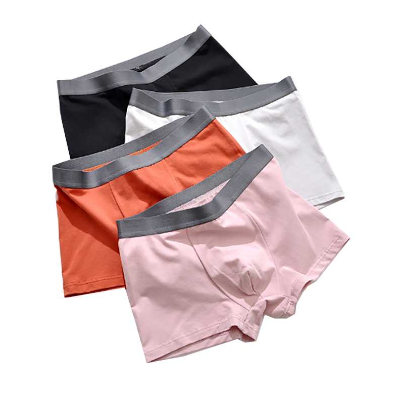 

Underpants Men's Underwear Cotton Seamless Sexy Solid Color Comfortable Breathable And Fat Boxer Shorts, Black;white