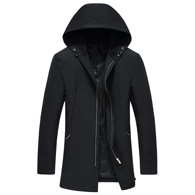 

Men's Trench Coats 2021 Autumn And Winter Style Fashion Leisure Long Hooded Coat Jackets, Black
