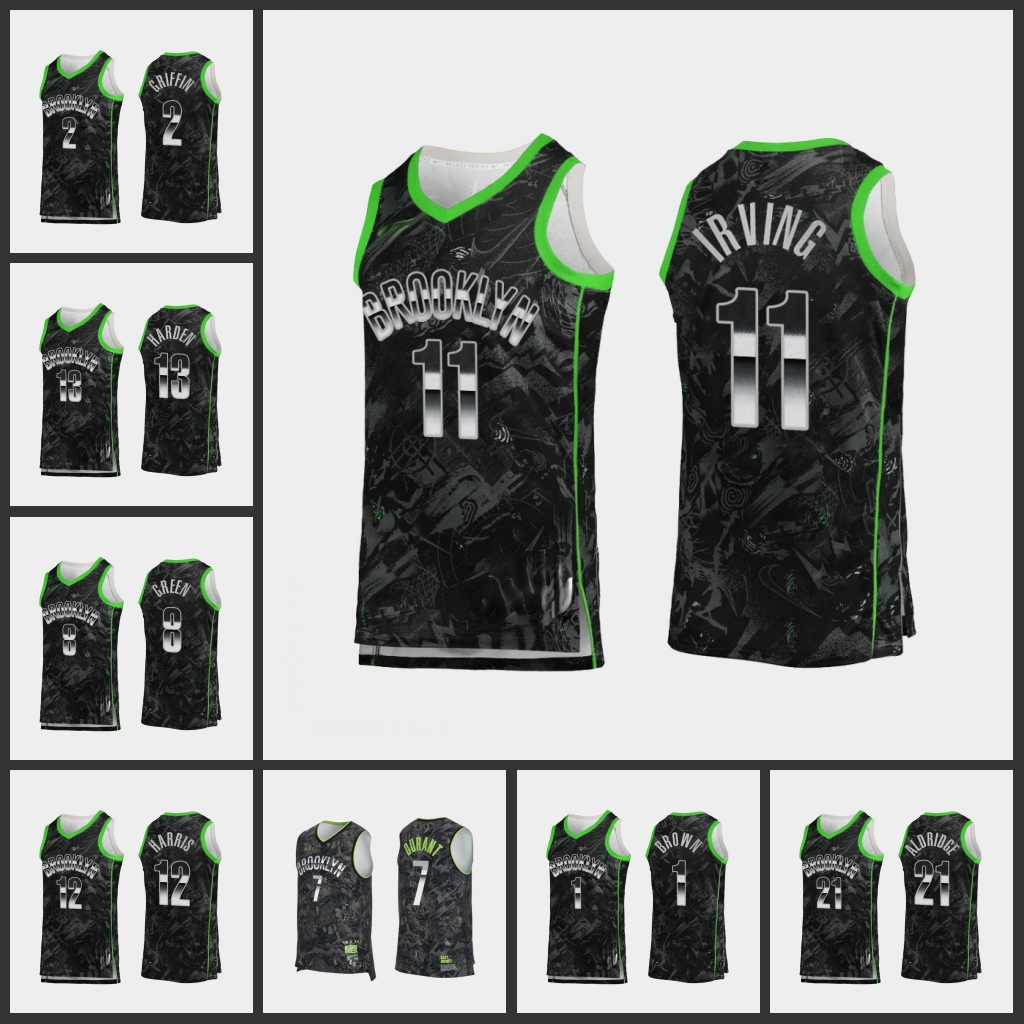 

Brooklyn Nets Men Kyrie Irving Kevin Durant James Harden Select Series Jersey Black Camo