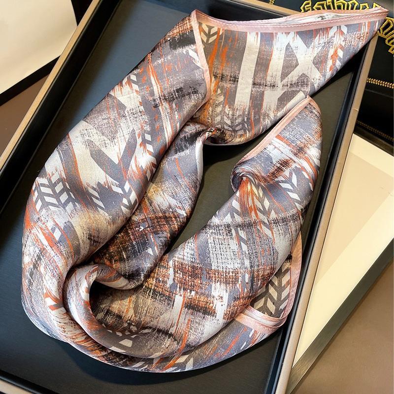 

Scarves Silk Scarf Imitation Street Printing Graffiti , Roll The Hem Of Long 53*53cm, Blue;gray