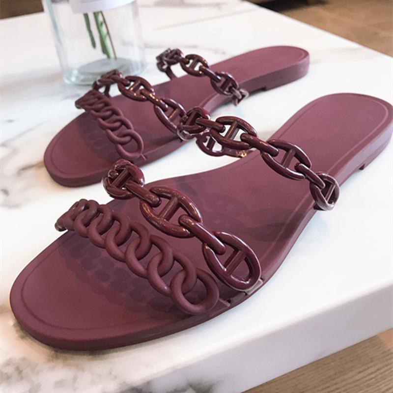 

designer shoes 2021 fashion womens jelly sandals slippers h pig nose shoes luxury flat bootom and comfortable allpurpose style temperament, Green