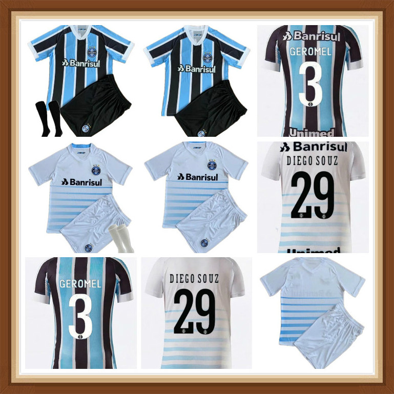 

Newest kids kit Gremio soccer jerseys 2021 2022 PepÃª DIEGO SOUZA ISAQUE KANNEMANN LUAN AZEVEDO HOME AWAY camisa de futebol shirts, Black;yellow