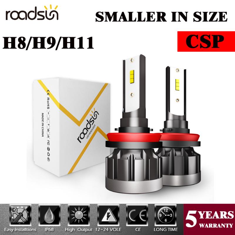 

Car Headlights Fast Delivery 2PCS/Set CSP Mini Headlight Lamp H8 H9 H11LED Bulbs Headlamps Kit H11 6000k Light 12V 40W 8000LM High Power