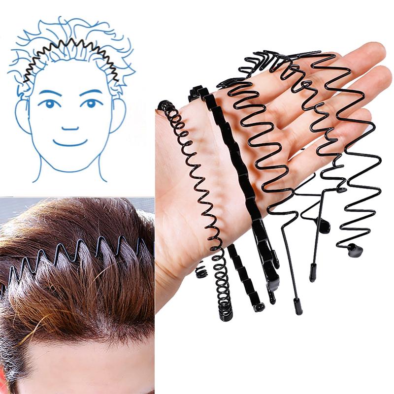 

Hair Accessories 6 Pcs Metal Wave Head Hoop Band Mens Women Unisex Black Wavy Sport Headband Hairband Fashion