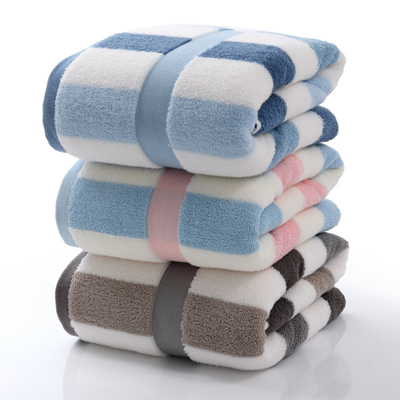 Large sports towel beach cloth 90 * 180 cm striped full cotton absorbent strongly adult men women embroidered logo printing-image-168920506