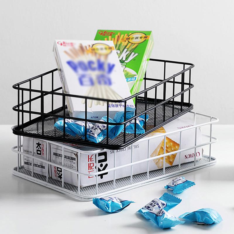 

Storage Baskets Wrought Iron Table Basket Decoration Book Cosmetic Container Box Closet Toy Organizer Snack Holder