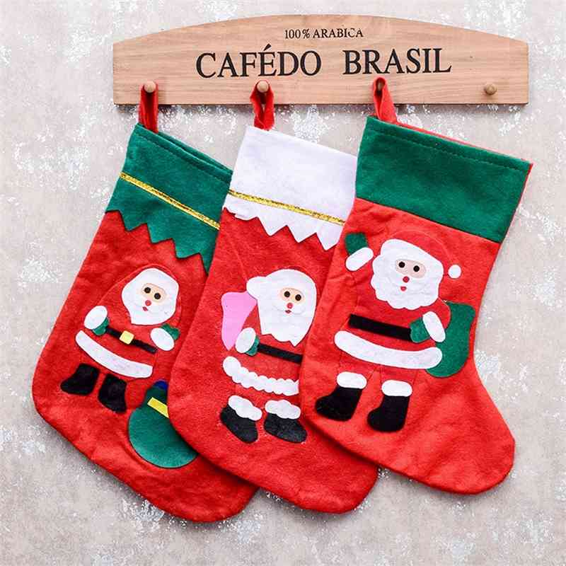 

decorations Santa Claus non-woven fabric can hold Apple gift bag large Phnom Penh green mouth Christmas socks