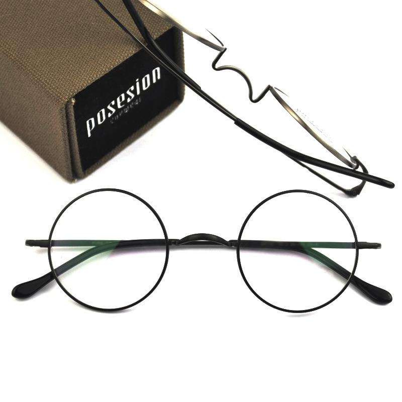 

Fashion Sunglasses Frames Top Quality Pure Titanium Glasses Frame Men Women Eyeglasses Brand Vintage Small Round Optical Handmade Box 322, Black