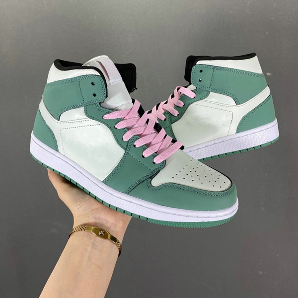 

Dutch Green Casual Skate Shoes White Green Pink Mens Sports Sneakers 1 Mid SE Lace-up Women Shoes
